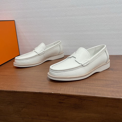 Hermes Grained Leather Loafers With H Diamant Detail
