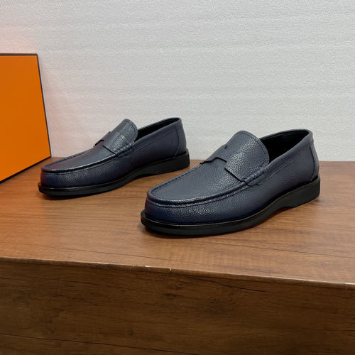 Hermes Grained Leather Loafers With H Diamant Detail