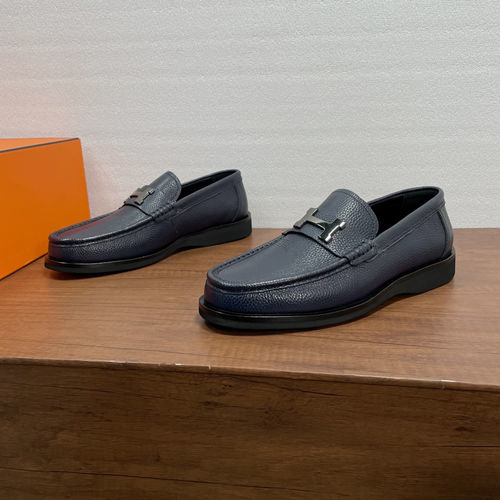 Hermes Grained Leather Loafers With H Diamant Detail