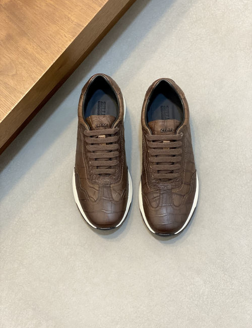Zilli Stitched Leather Casual Sneakers