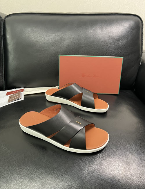 Loro Piana LP Genuine Leather Slippers With Comfort Sole