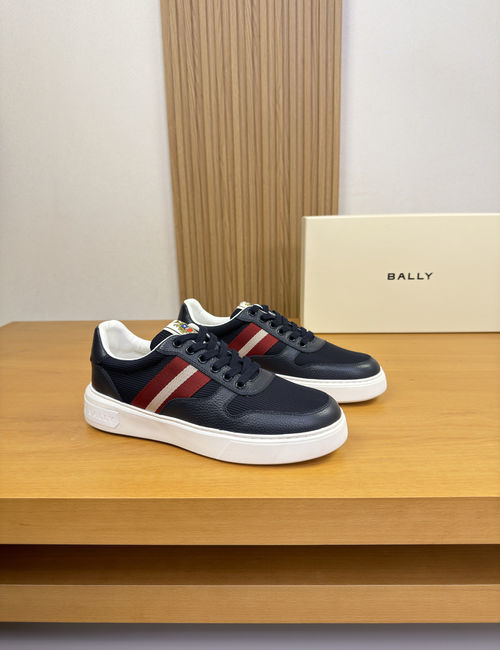Bally Textured Leather Sneakers, Brand Accents, High-Quality Finish
