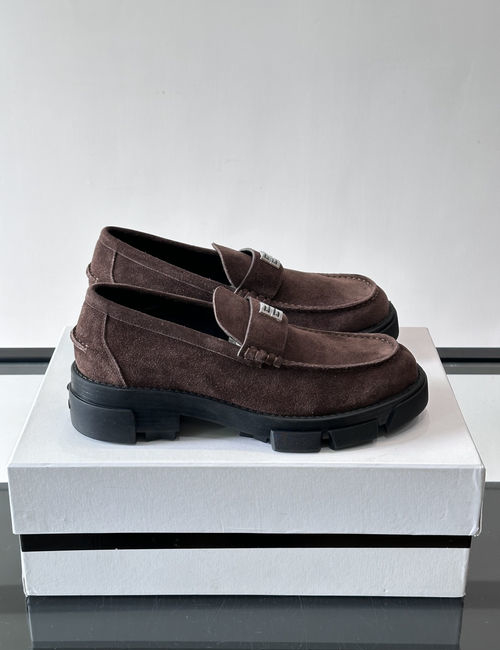 Givenchy Suede Loafers With Metal Logo Thick Sole