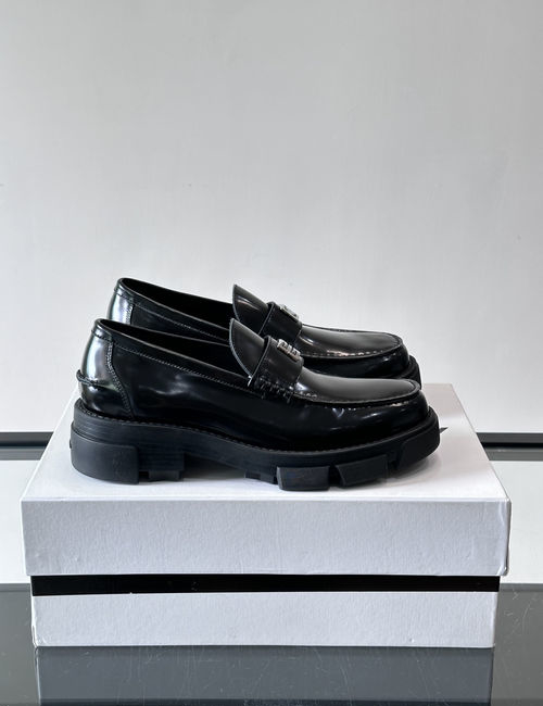 Givenchy Suede Loafers With Metal Logo Thick Sole