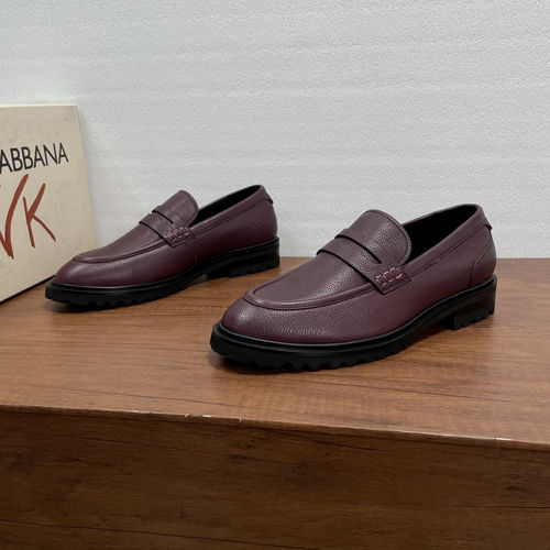 Dolce & Gabbana DG Grain Leather Loafers With Metal Accents