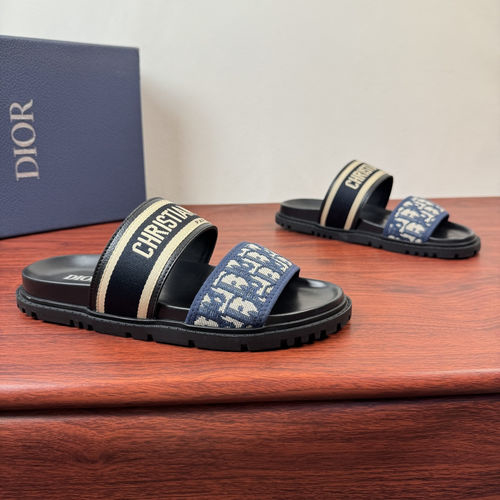 Christian Dior CD Classic Jacquard Slides With Oblique Webbing