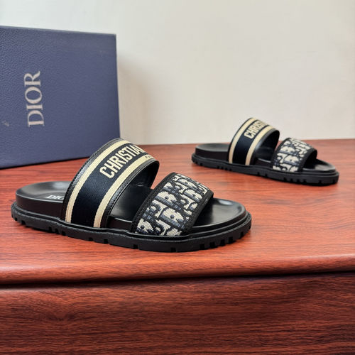 Christian Dior CD Classic Jacquard Slides With Oblique Webbing