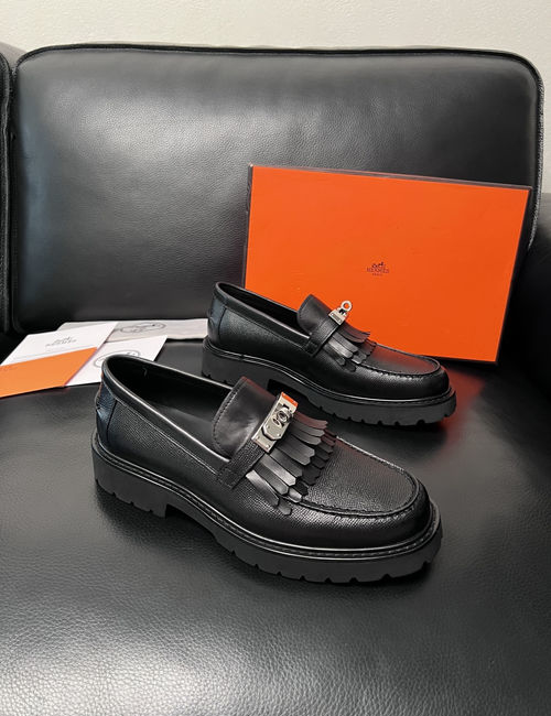Hermes Premium Leather Formal Casual Loafers