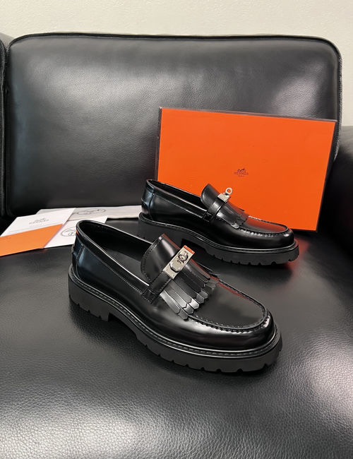 Hermes Premium Leather Formal Casual Loafers
