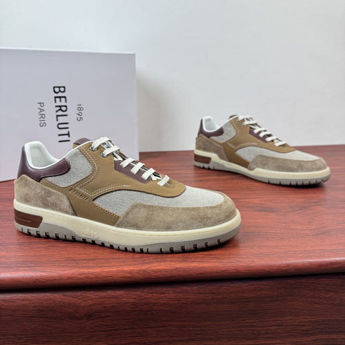 Berluti 1895 Patchwork Leather Casual Shoes Brown