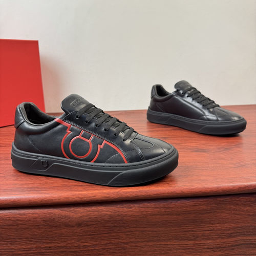 Ferragamo Gancini Leather Casual Shoes Rubber Sole