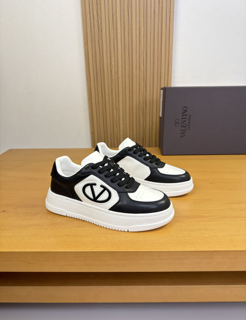 Valentino Nappa Leather Sneakers With Stitched Logo Motif