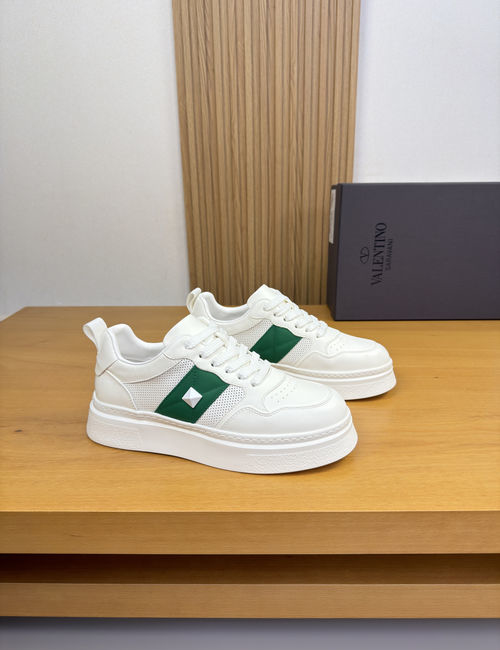 Valentino Nappa Leather Sneakers With Metal Logo Accents