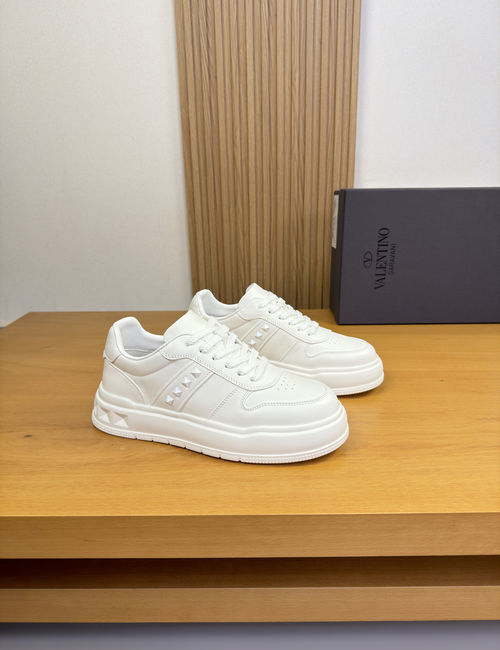 Valentino Nappa Leather Sneakers With Logo Webbing Detail