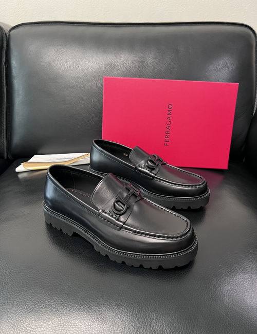 Ferragamo Premium Cowhide Leather Loafers
