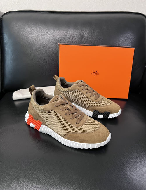 Hermes Bouncing Sneakers Premium Leather Patchwork Design Soft Sole