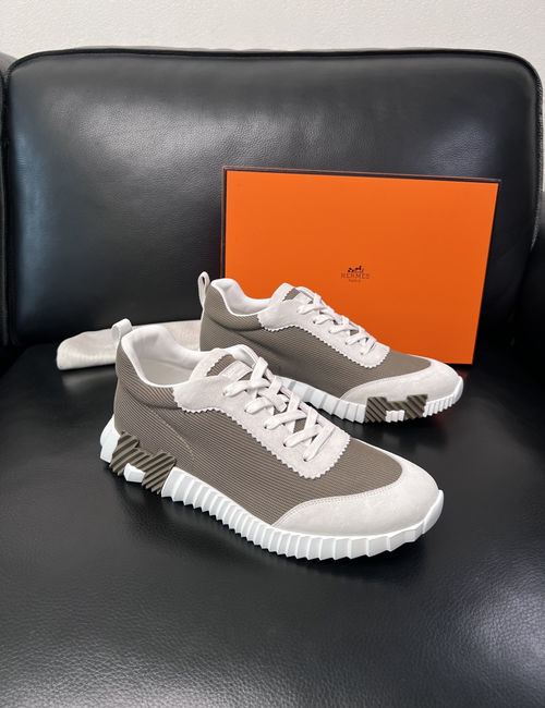 Hermes Bouncing Sneakers Premium Leather Patchwork Design Soft Sole