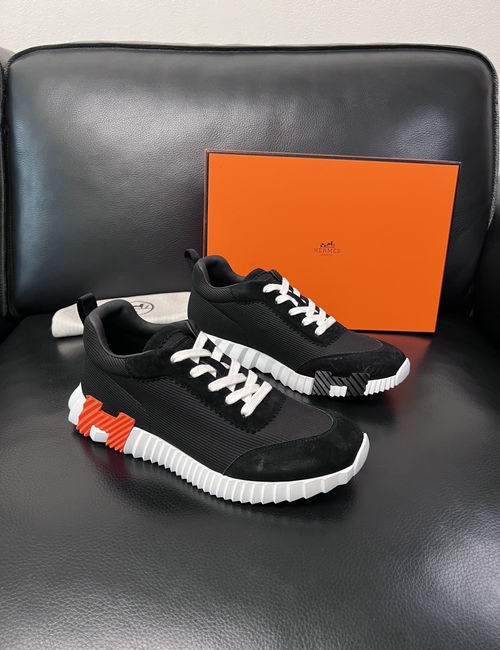 Hermes Bouncing Sneakers Premium Leather Patchwork Design Soft Sole