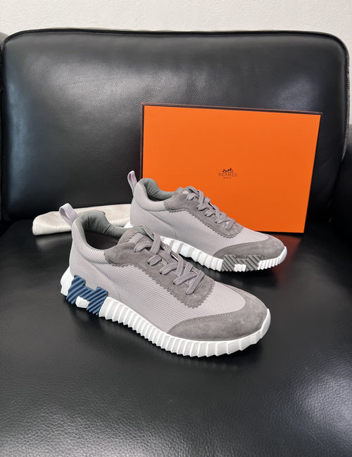 Hermes Bouncing Sneakers Premium Leather Patchwork Design Soft Sole