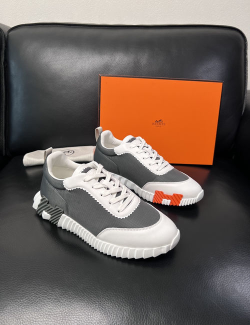 Hermes Bouncing Sneakers Premium Leather Patchwork Design Soft Sole