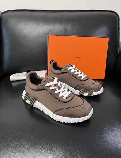 Hermes Bouncing Sneakers Premium Leather Patchwork Design Soft Sole
