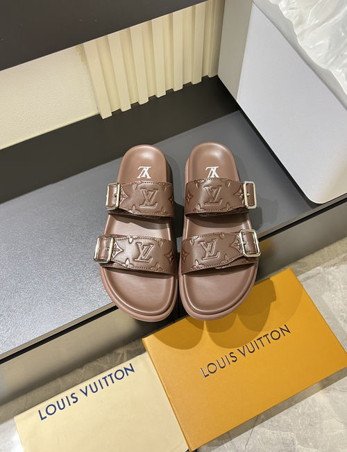 Louis Vuitton LV Monogram Slide Sandals With Textured Outsole