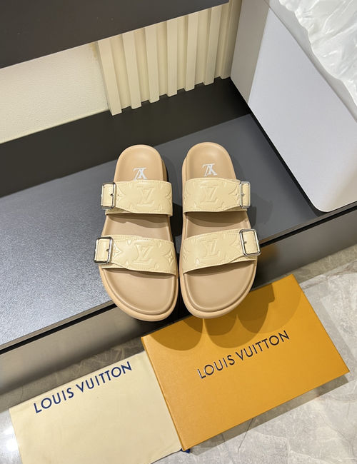 Louis Vuitton LV Monogram Slide Sandals With Textured Outsole