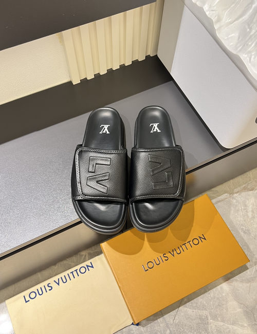Louis Vuitton LV Monogram Slide Sandals With Textured Outsole