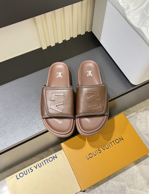 Louis Vuitton LV Monogram Slide Sandals With Textured Outsole