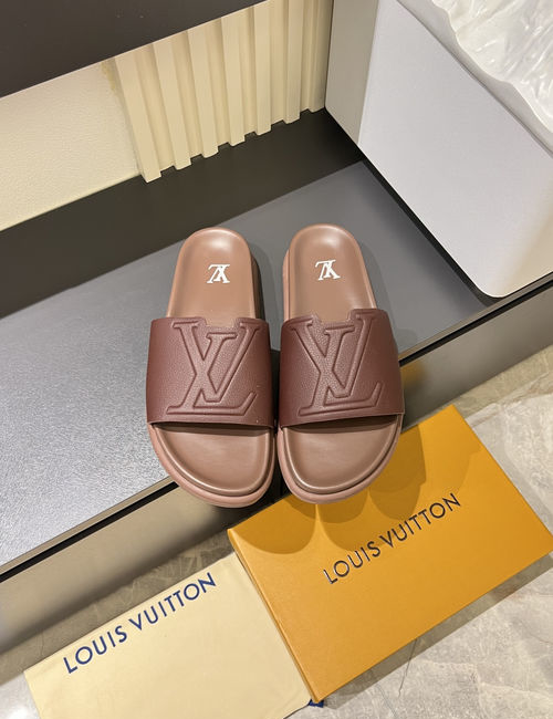 Louis Vuitton LV Monogram Slide Sandals With Textured Outsole