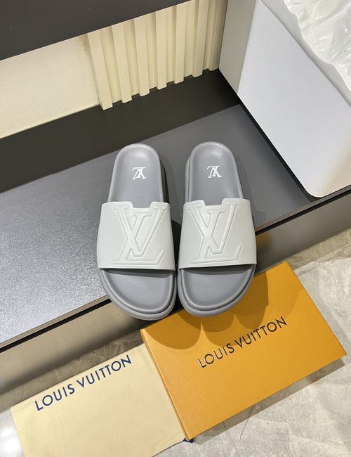 Louis Vuitton LV Monogram Slide Sandals With Textured Outsole