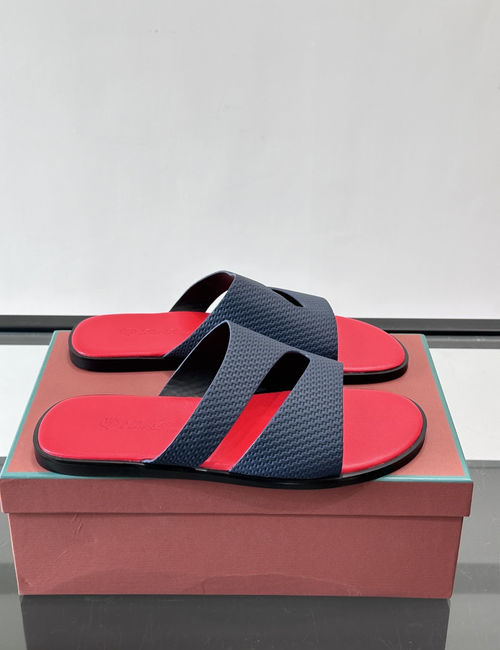 Loro Piana LP Woven Upper Slides With Contrast Sole