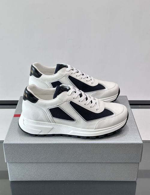 Prada Color Block Leather Mesh Sneakers