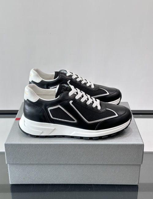 Prada Color Block Leather Mesh Sneakers