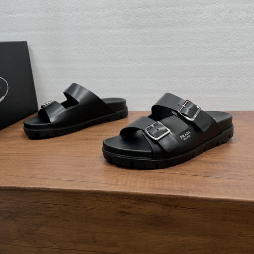 Prada Leather Sandals With Adjustable Buckles