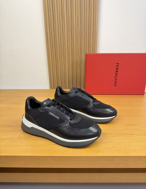 Ferragamo Canvas Leather Casual Sneakers
