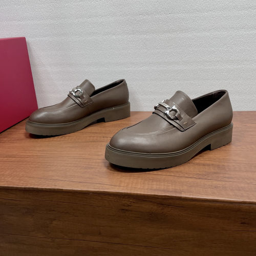 Ferragamo Gancini Buckle Suede Moccasin Shoes