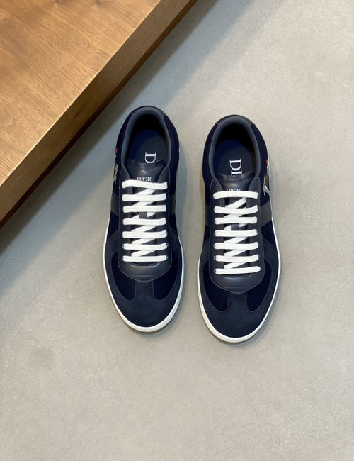 Christian Dior CD Oblique Embroidered Suede Leather Stitching Sneakers