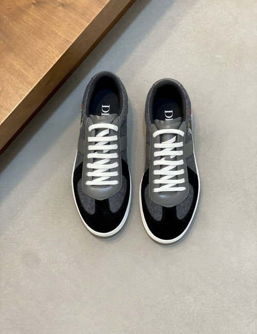 Christian Dior CD Oblique Embroidered Suede Leather Stitching Sneakers