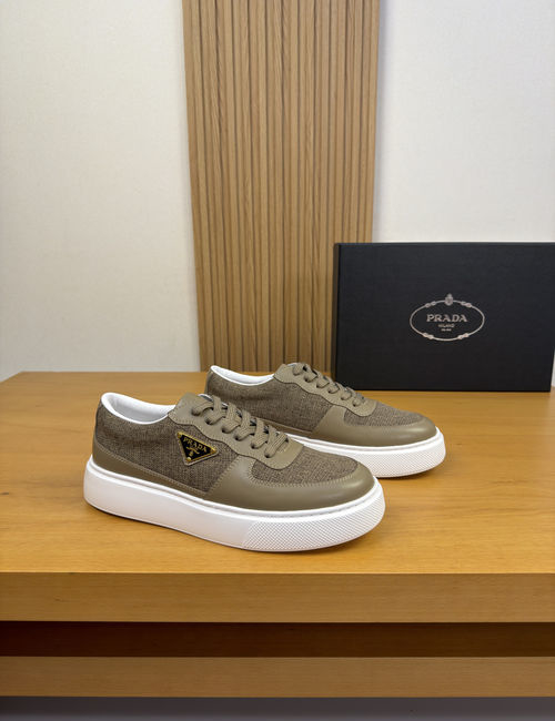 Prada Nappa Leather Canvas Casual Sneakers