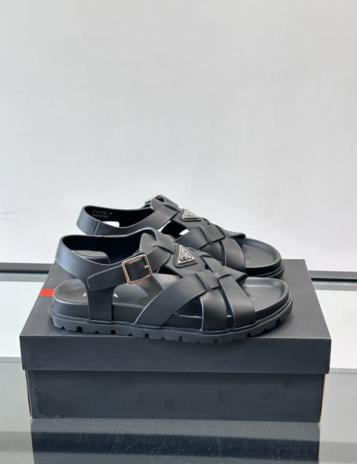 Prada Woven Leather Adjustable Sandals