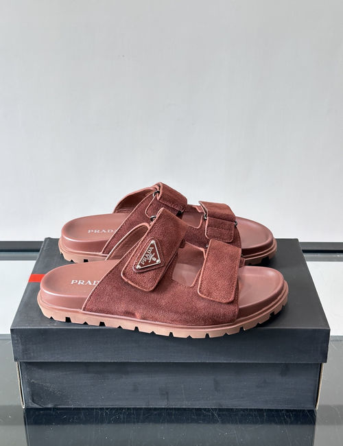 Prada Suede Double Strap Slide Sandals