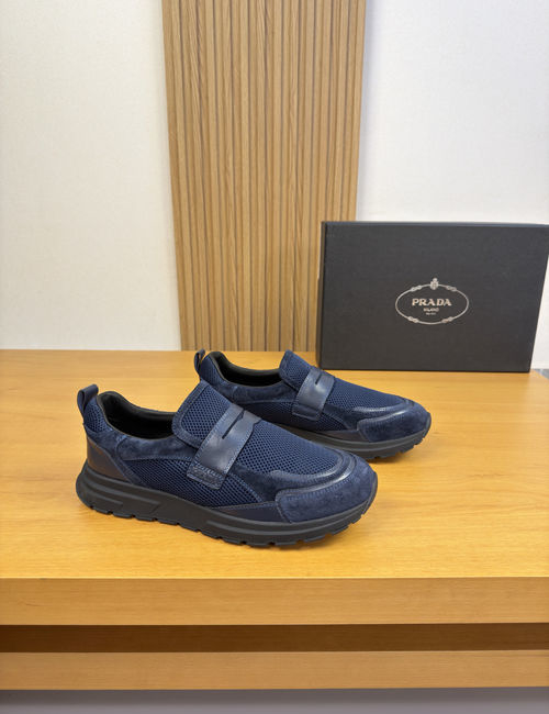 Prada Leather Mesh Casual Sneakers