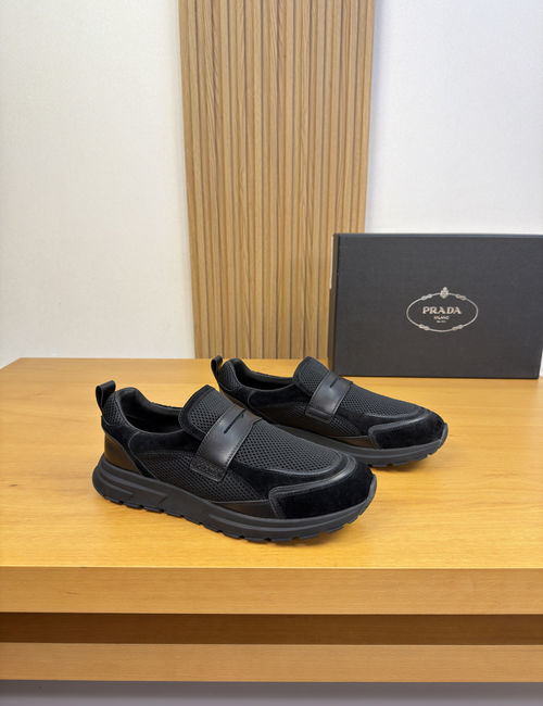 Prada Leather Mesh Casual Sneakers