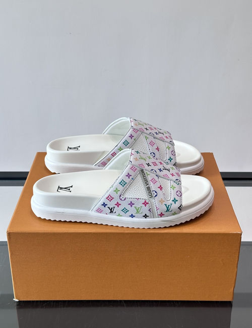 Louis Vuitton LV Monogram Denim Slides Rubber Sole Breathable Casual