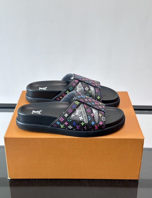 Louis Vuitton LV Monogram Denim Slides Rubber Sole Breathable Casual