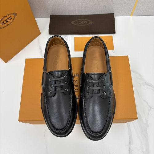 Tods Suede Leather Boat Shoes With Rubber Sole