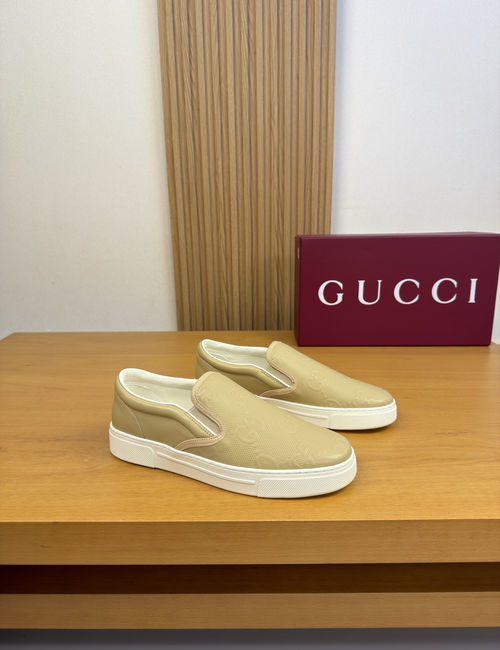 Gucci Casual Skate Shoes Nappa Leather Upper Sheepskin Lining TPR Rubber Sole