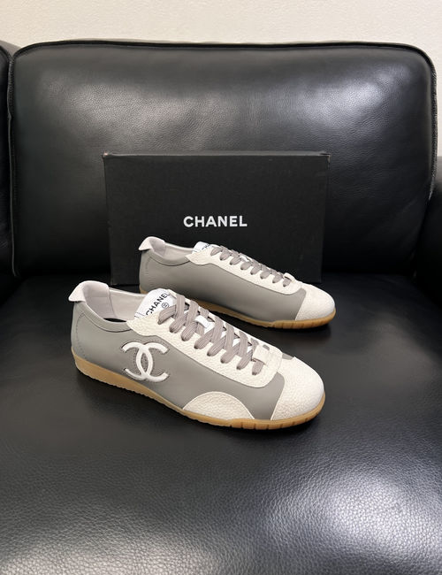 Chanel Leather And Printed Fabric Casual Shoes