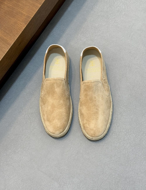 Brunello Cucinelli BC Suede Leather Loafer Shoes With Rubber Sole